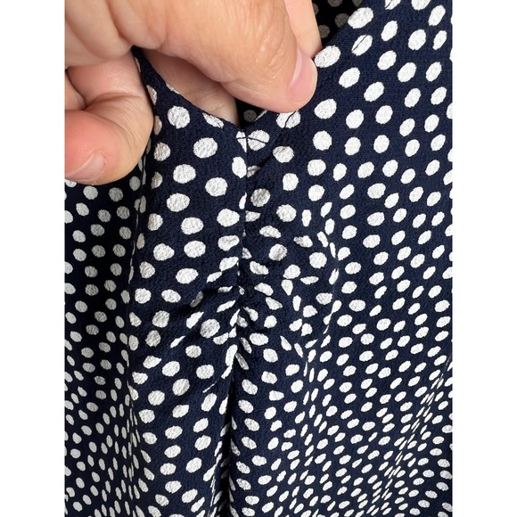 Boden Navy Polka Dot V-Neck Blouse Size 12 Short Sleeve Business Casual - Picture 5 of 11
